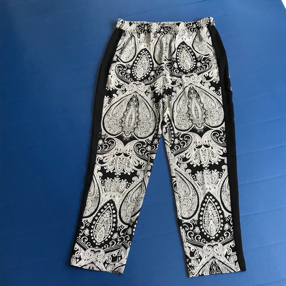 Chico's Paisley Black + White Palazzo Pants